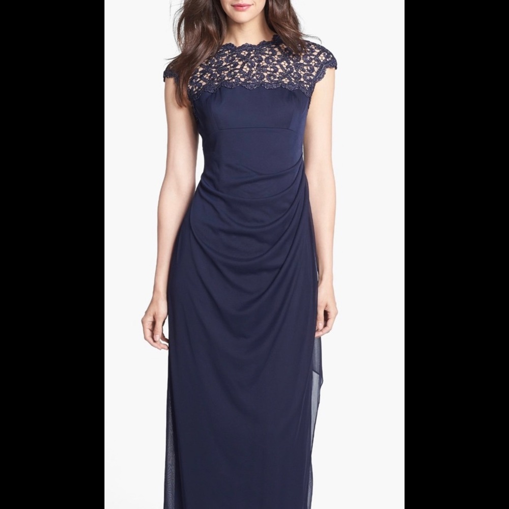 new ALEX EVENINGS Navy Blue Gown Long Dress Size 8